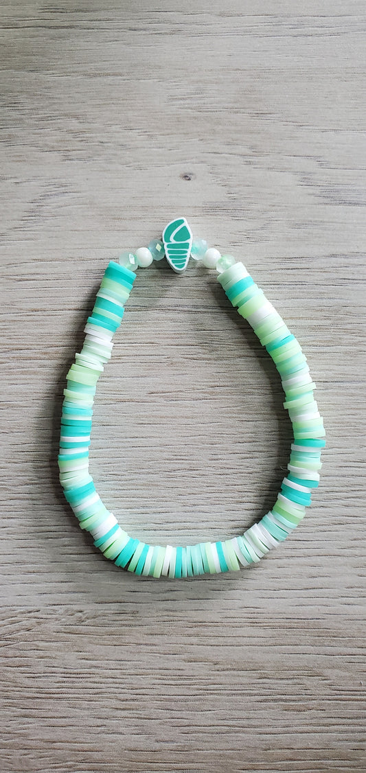 Seafoam Sea Life Clay Beaded Bracelet