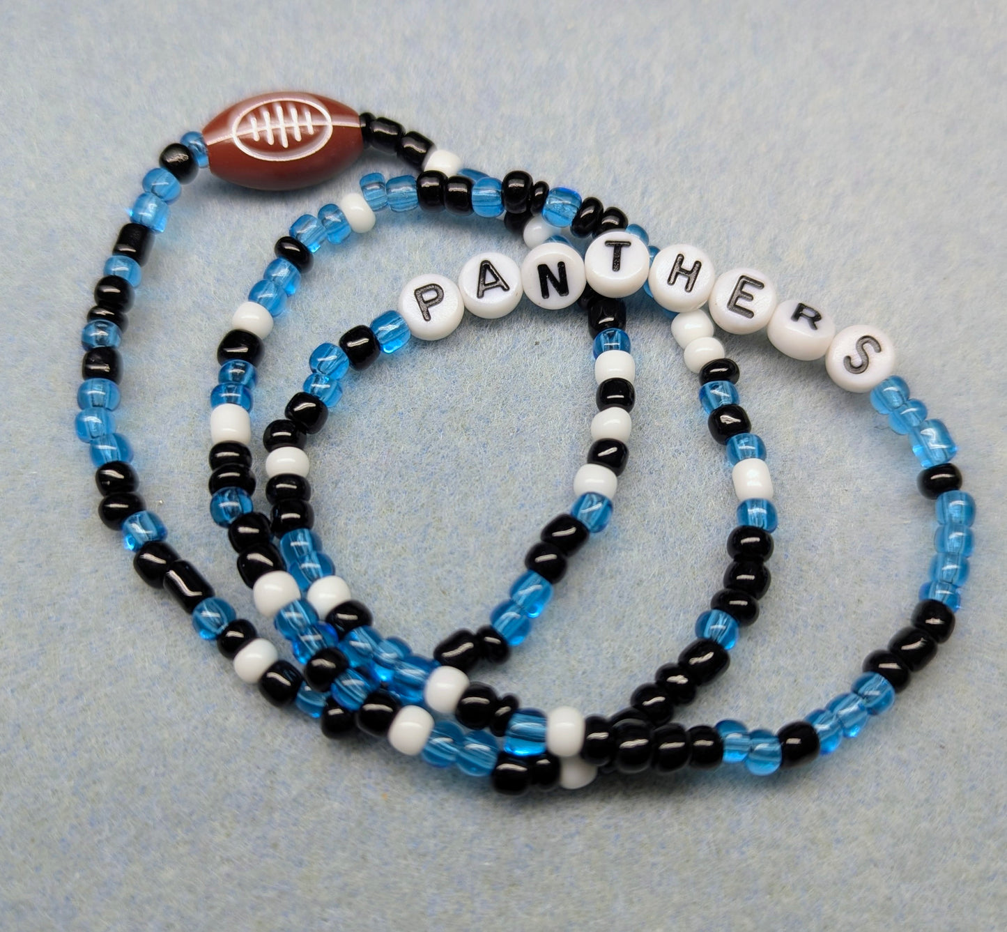 Panthers Inspired Seed Bead Bracelet Stack