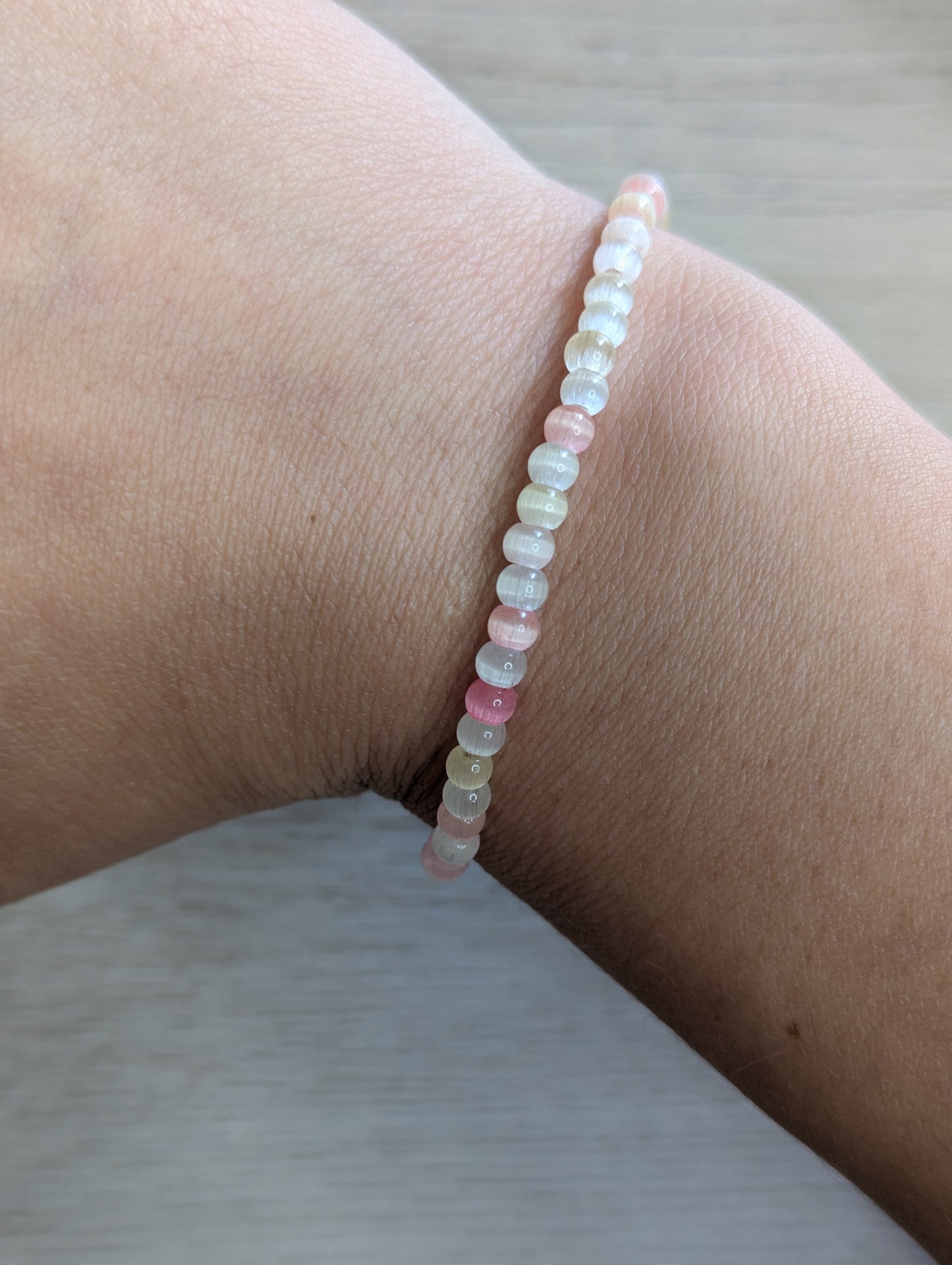 Cat Eye 4mm Glass Bead Bracelet
