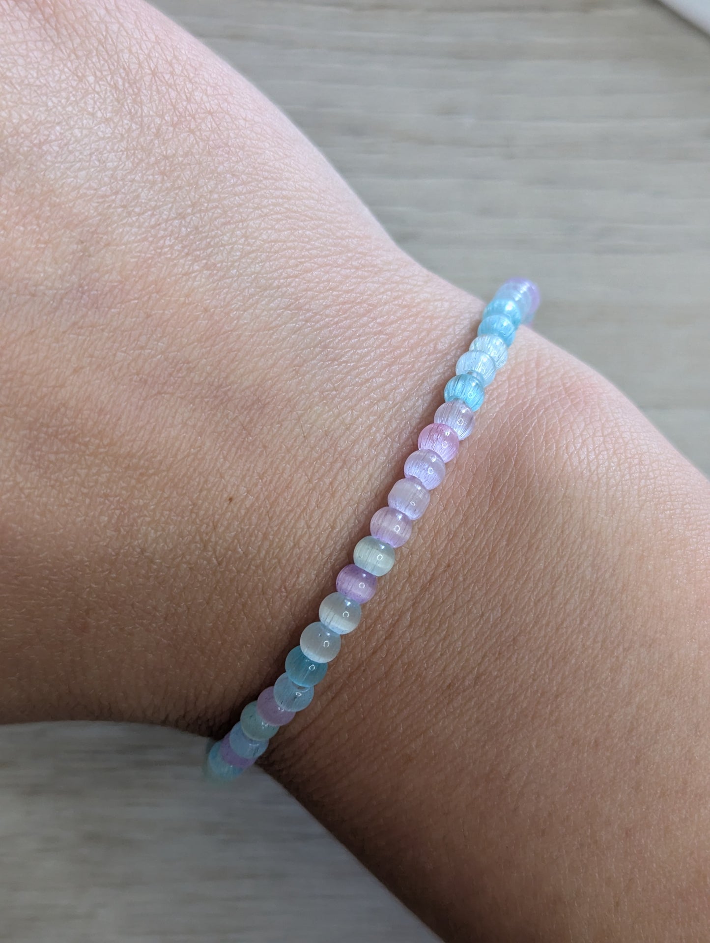 Cat Eye 4mm Glass Bead Bracelet