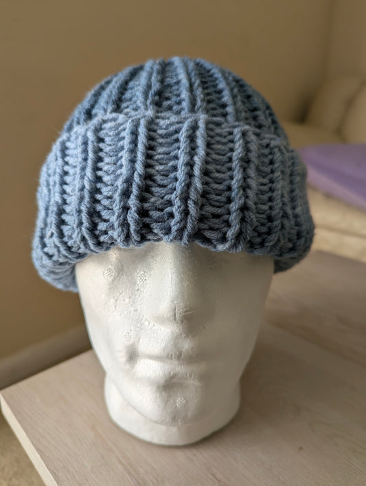 Chunky Knit Beanie - Blue Ombre