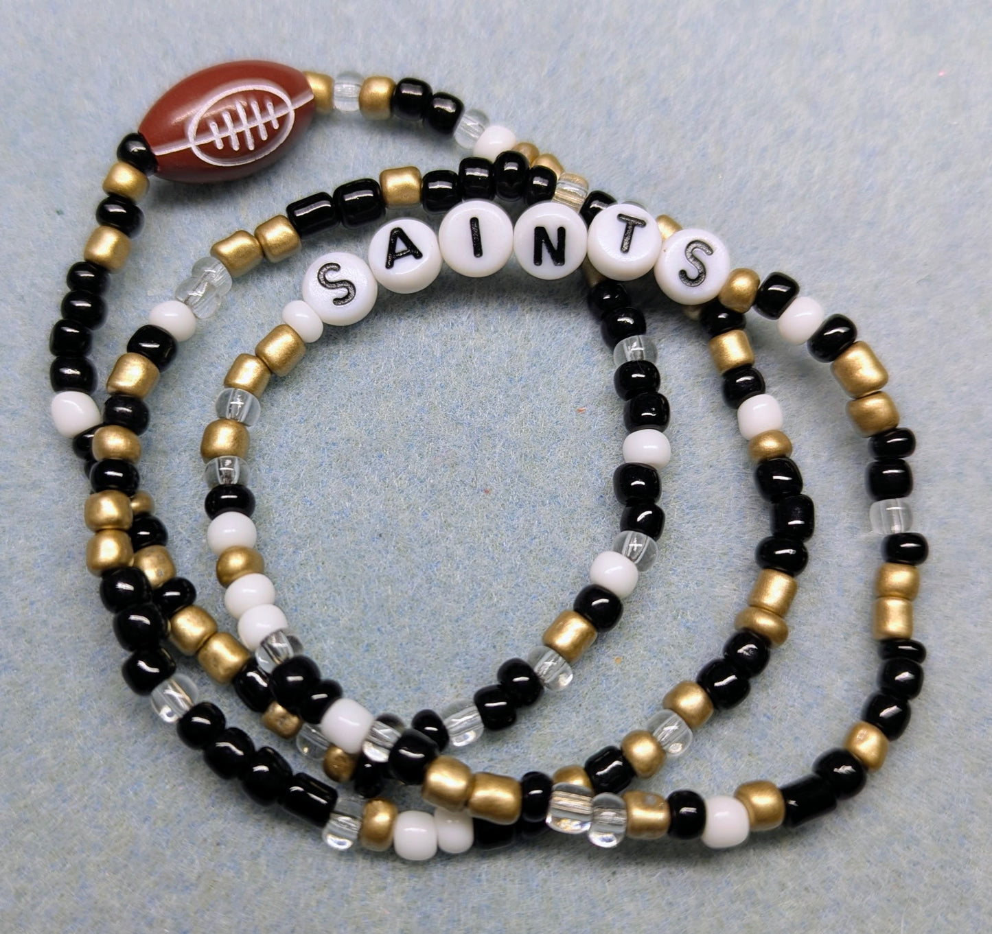 Saints Inspired Seed Bead Bracelet Stack