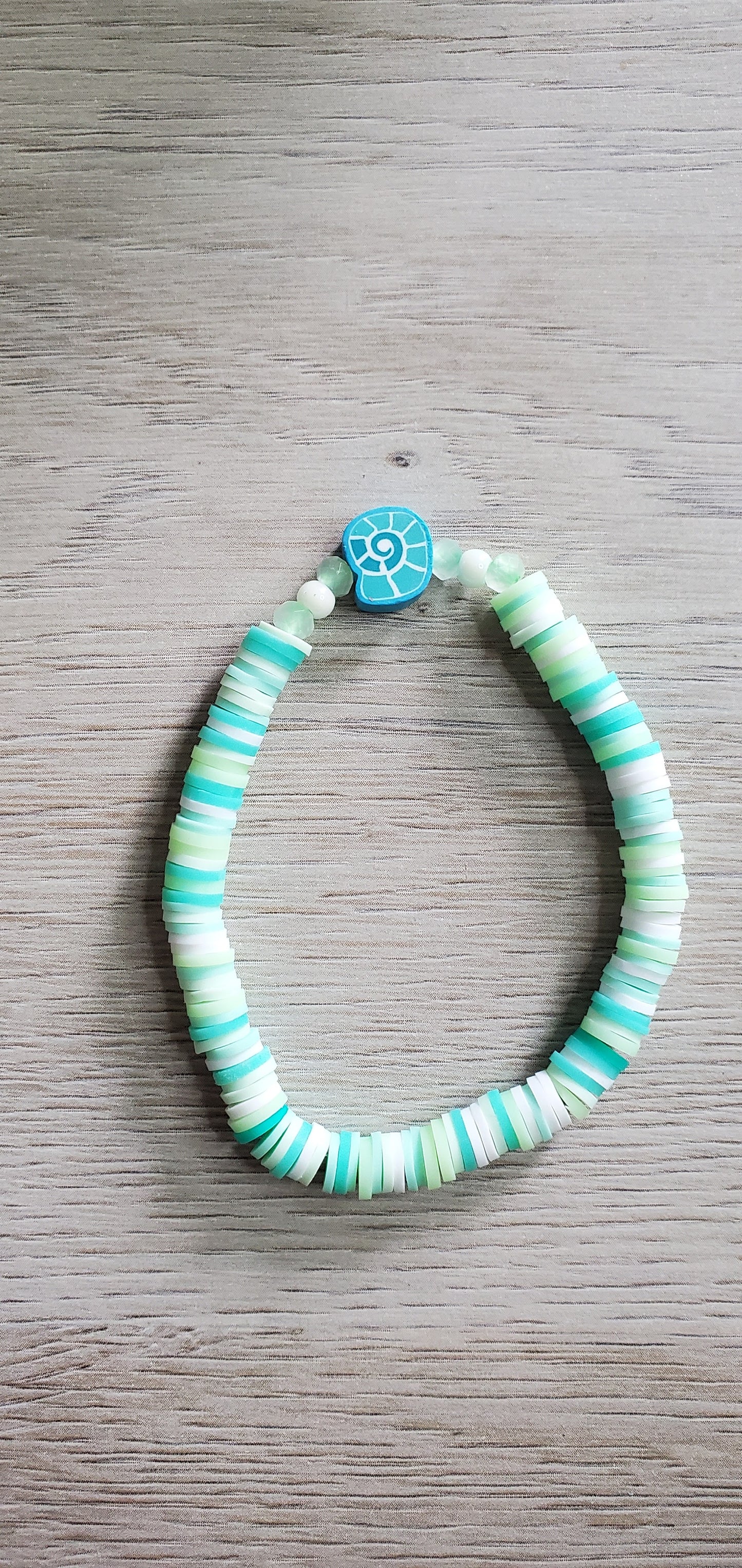 Seafoam Sea Life Clay Beaded Bracelet