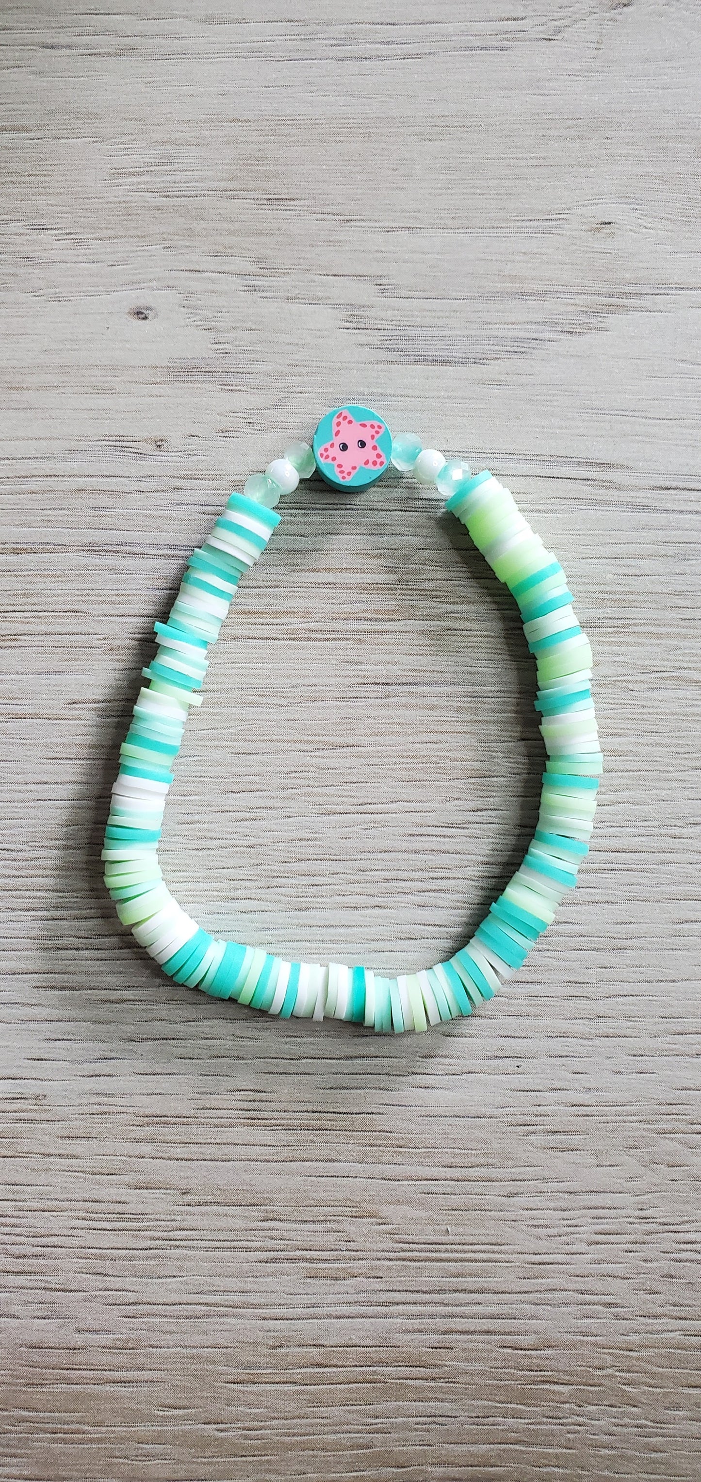 Seafoam Sea Life Clay Beaded Bracelet