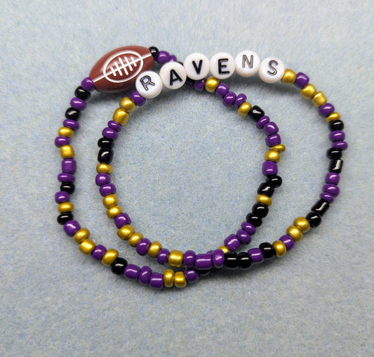 Ravens Seed Bead Bracelet Stack