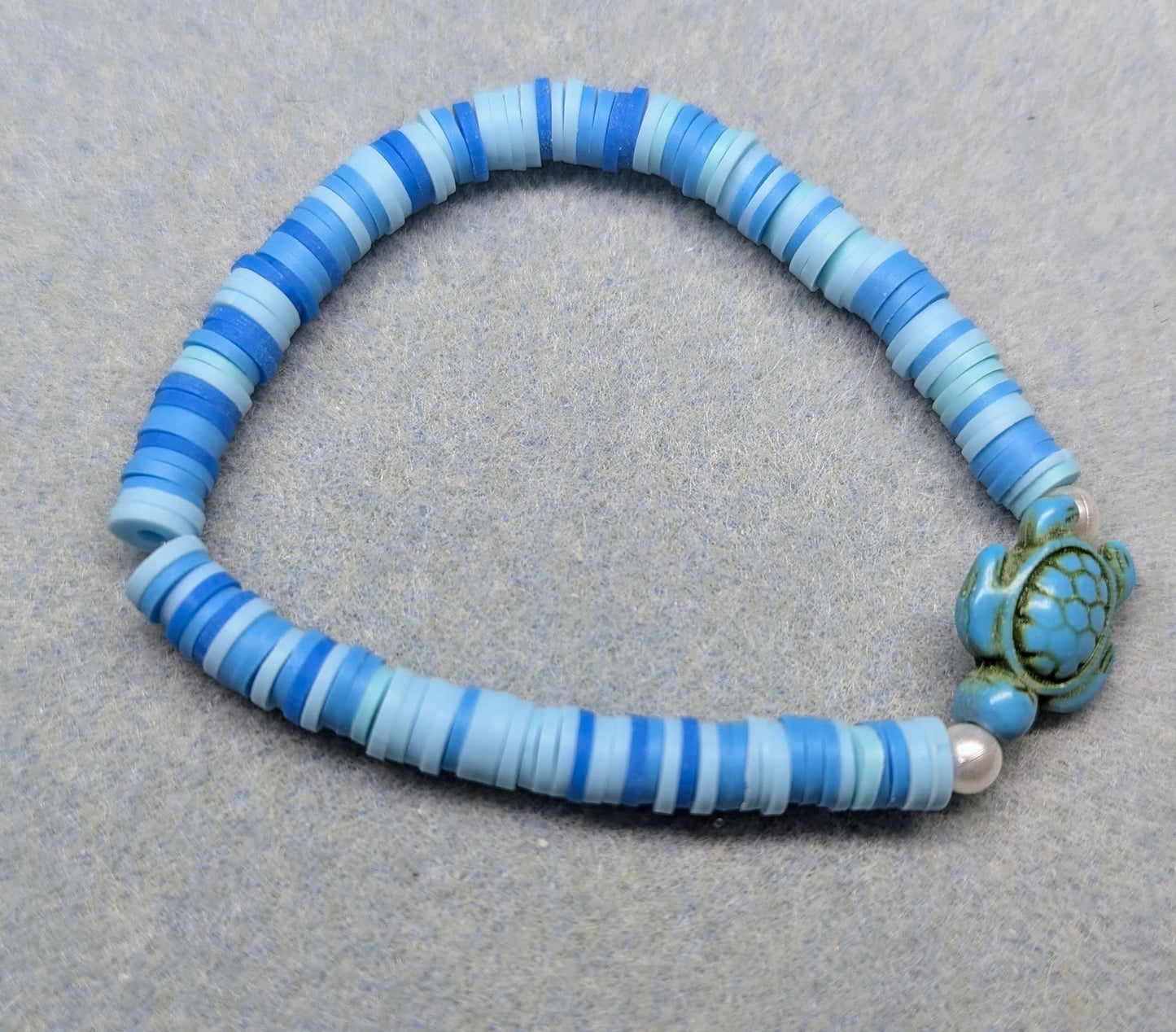Beachy Blue Turtle Clay Bracelet