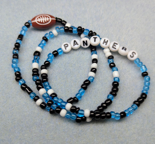 Panthers Inspired Seed Bead Bracelet Stack