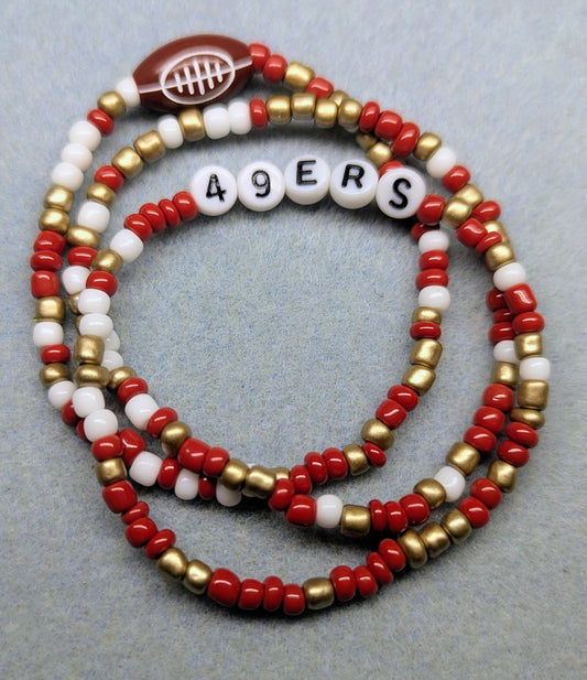 49ers Inspired Seed Bead Bracelet Stack