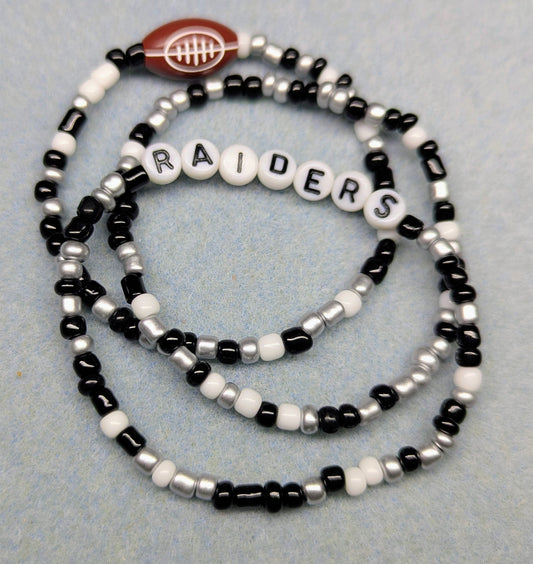 Raiders Inspired Seed Bead Bracelet Stack