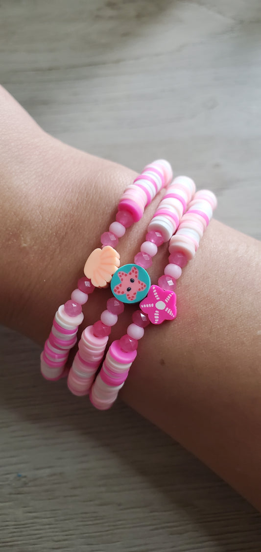 Pink Girl Summer Clay Bracelet